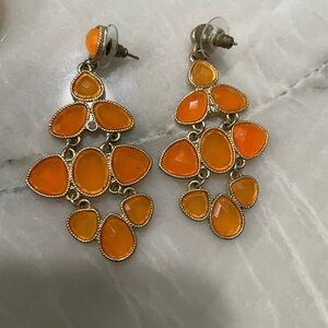 Elegant Orange Chandelier Earrings